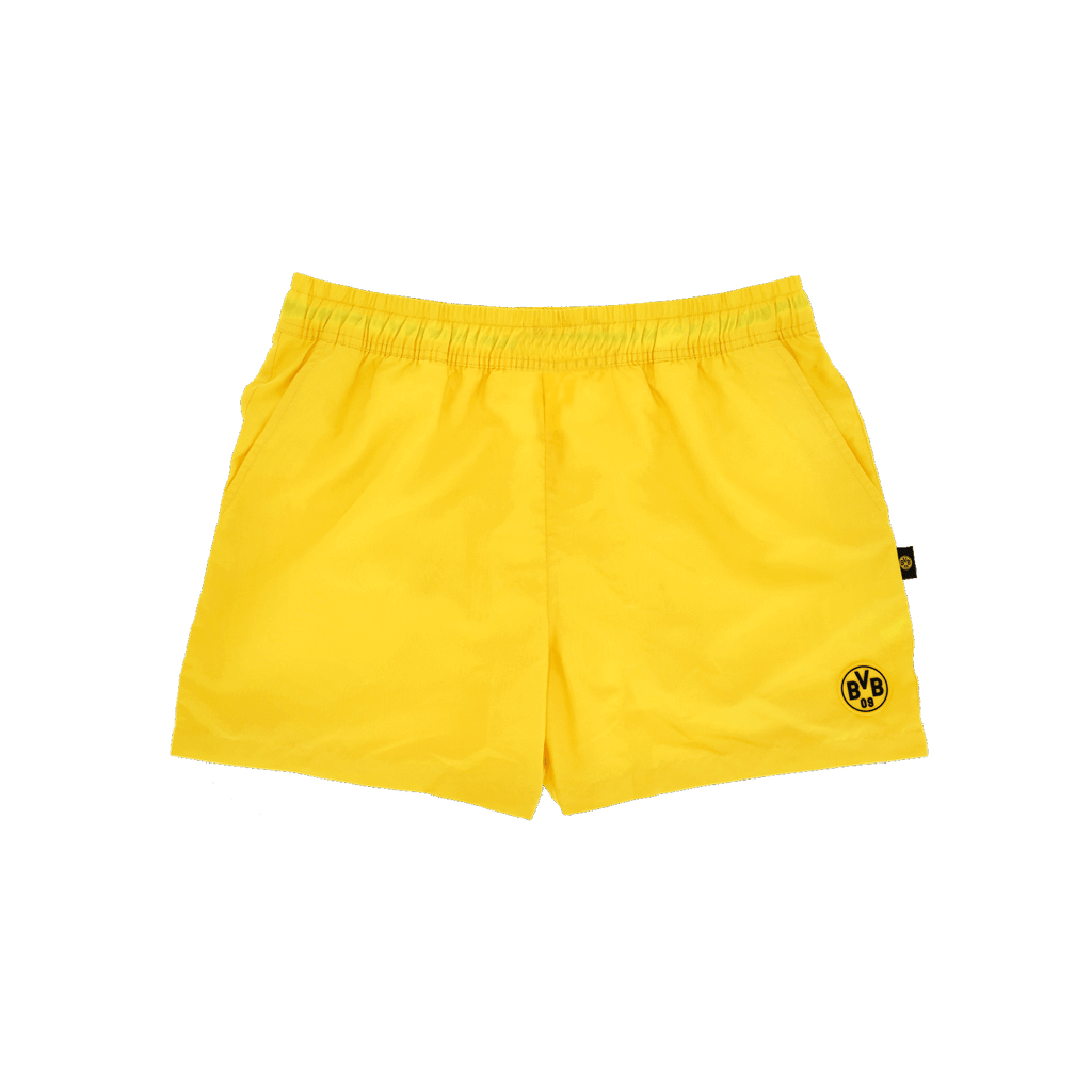 Costume da bagno giallo per bambini con il logo del BVB sul davanti, ideale per i giovani tifosi del Borussia Dortmund e adatto al nuoto.