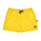 Yellow men's swim trunks with a black drawstring and the BVB logo, ideal for summer and swimming.