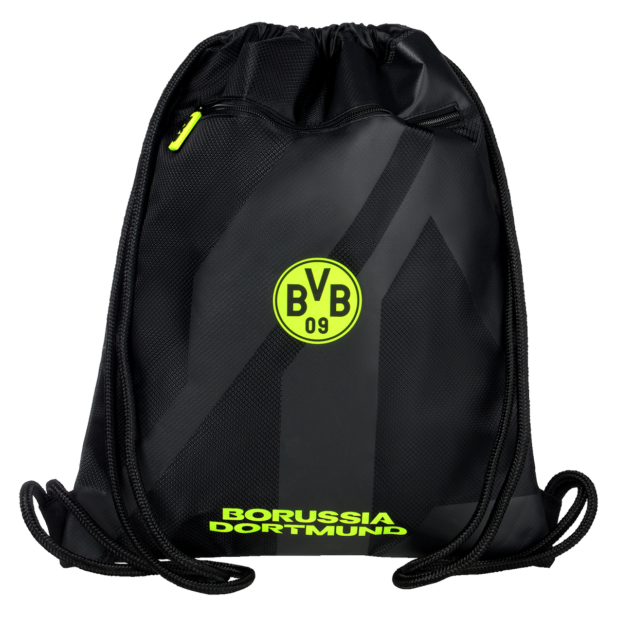 Borsa da ginnastica nero-gialla del Borussia Dortmund con l'accattivante logo BVB 09 e la scritta “Borussia Dortmund”, ideale per i tifosi.