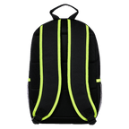 Rückansicht des schwarzgelben BVB Rucksacks mit Neon-Akzenten, ideal für Fans von Borussia Dortmund.