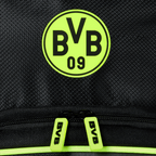Sac à dos du BVB arborant le célèbre logo « BVB 09 » et des détails jaune fluo, idéal pour les supporters du Borussia Dortmund.