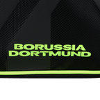 Zaino nero del BVB con la scritta “Borussia Dortmund” in verde neon, perfetto per i tifosi e gli sportivi.