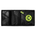 Portafoglio nero del BVB dal moderno design al neon, con il logo BVB 09 e numerosi scomparti per carte e contanti.