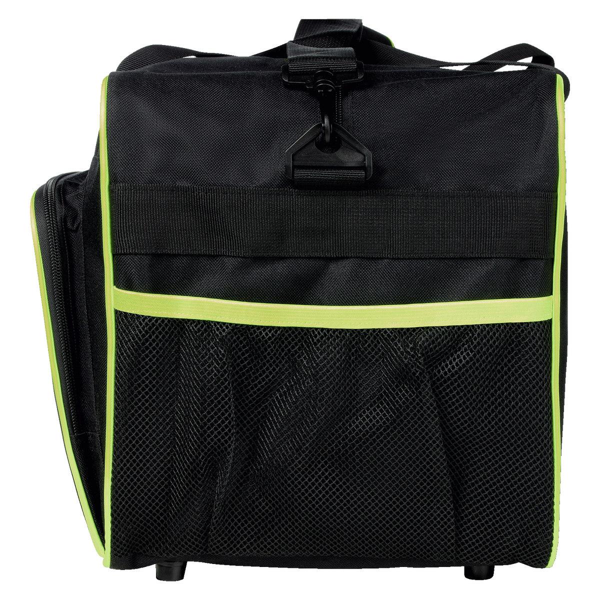 Black-and-yellow BVB sports bag with a mesh pocket on the front and a sturdy shoulder strap—perfect for Borussia Dortmund fans.