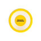 Vaisselle pour enfants BVB - Assiette jaune pour enfants avec l'inscription « Borussia Dortmund » en noir et un motif ludique. Parfaite pour les petits fans du BVB.