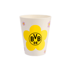 Una tazza per bambini del BVB 09 con un fiore giallo e il logo della società, perfetta per i piccoli tifosi del Borussia Dortmund; fa parte di un servizio da tavola per bambini composto da 5 pezzi.