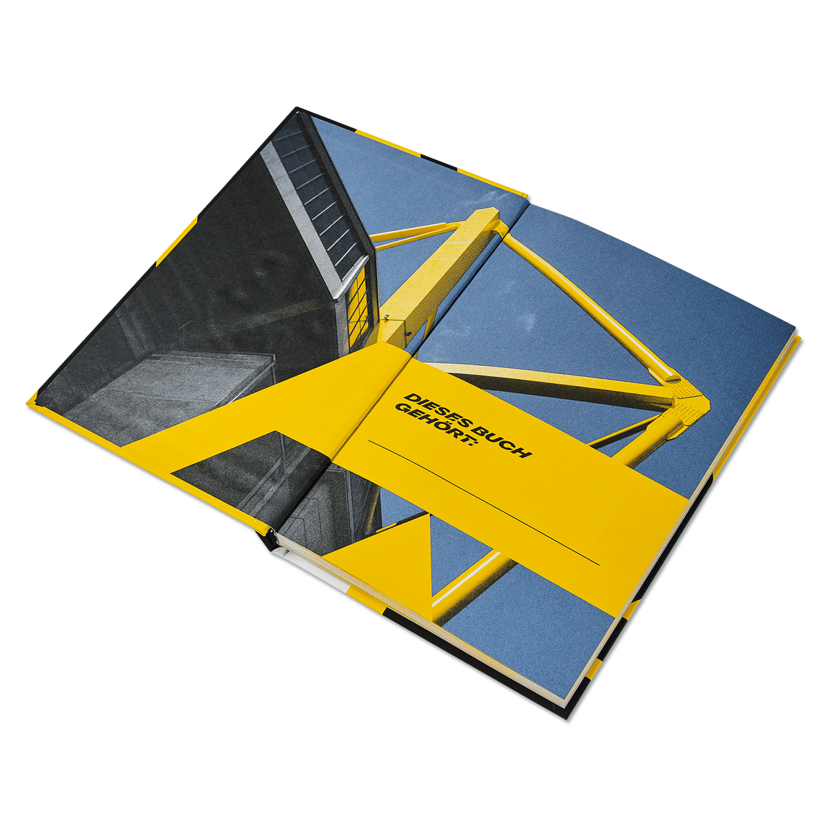 Album ouvert « BVB Freunde » aux couleurs noir et jaune, avec un motif marquant du SIGNAL IDUNA PARK à l'intérieur, idéal pour les supporters du Borussia Dortmund.