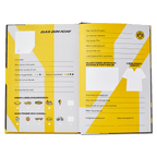 Album « BVB Freunde » à pages ouvertes, au design noir et jaune, contenant des pages personnalisables et des illustrations destinées aux fans de football.