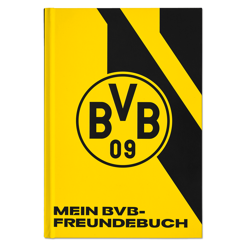 Un album de souvenirs du Borussia Dortmund aux couleurs du club, le noir et le jaune, avec le logo du BVB sur la couverture, idéal pour les supporters et les enfants.