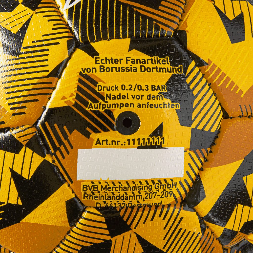 Offizieller BVB Ball Spirit in schwarzgelber Optik, Größe 1, ideal für Fans und Fußballliebhaber, mit Borussia Dortmund Branding.