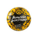 BVB Ball Spirit in Größe 1 mit schwarzem und gelbem Muster, Borussia Dortmund-Logo und Schriftzug.