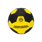 ボルシア・ドルトムントのロゴと文字が入った、サイズ1の黒と黄色のBVBボール。ファンやサッカー愛好家に最適です。
