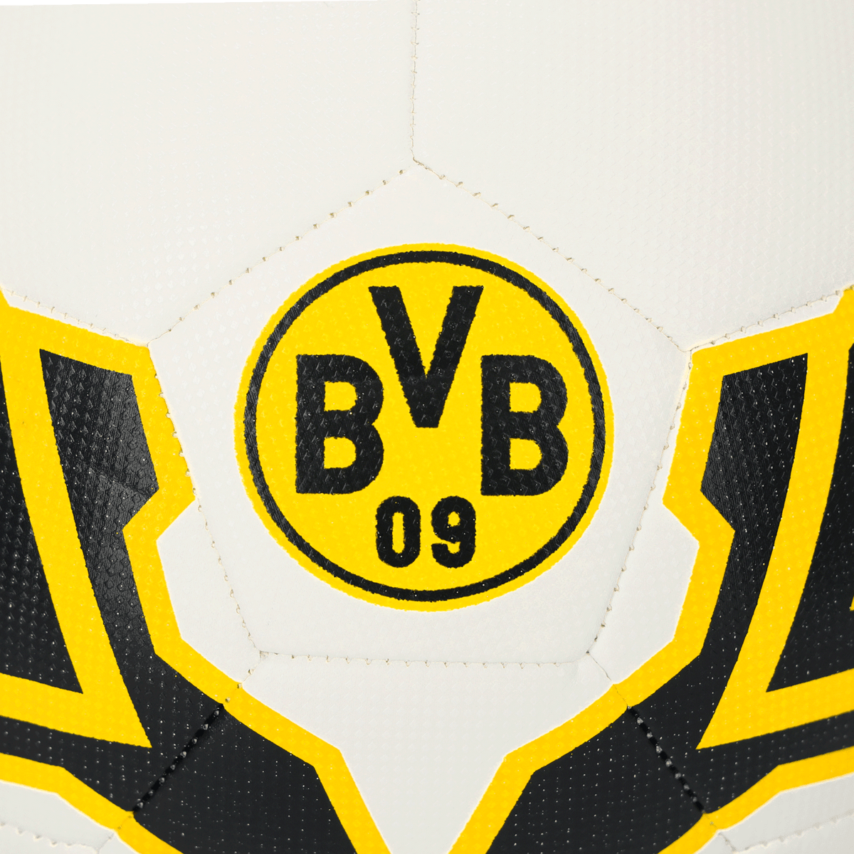 Pallone da calcio nei colori nero e giallo con il logo del BVB, taglia 5, ideale per i tifosi del Borussia Dortmund.