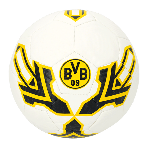Fußball in Größe 5 mit markantem schwarzgelbem Design und BVB-Logo, ideal für Fans von Borussia Dortmund.