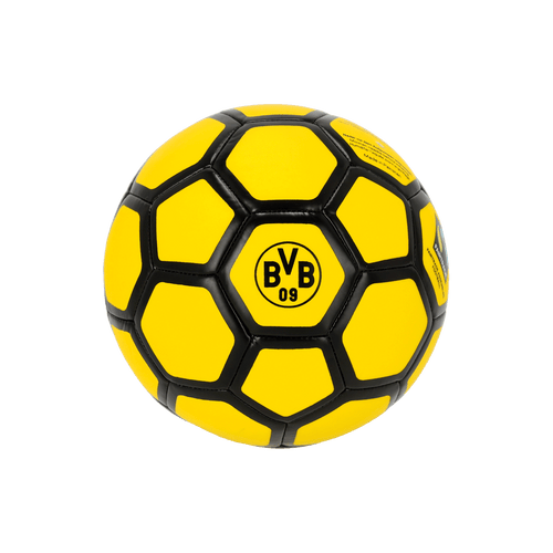 Schwarzgelber Fußball von Borussia Dortmund in Größe 1 mit BVB 09-Logo, Fairtrade zertifiziert.