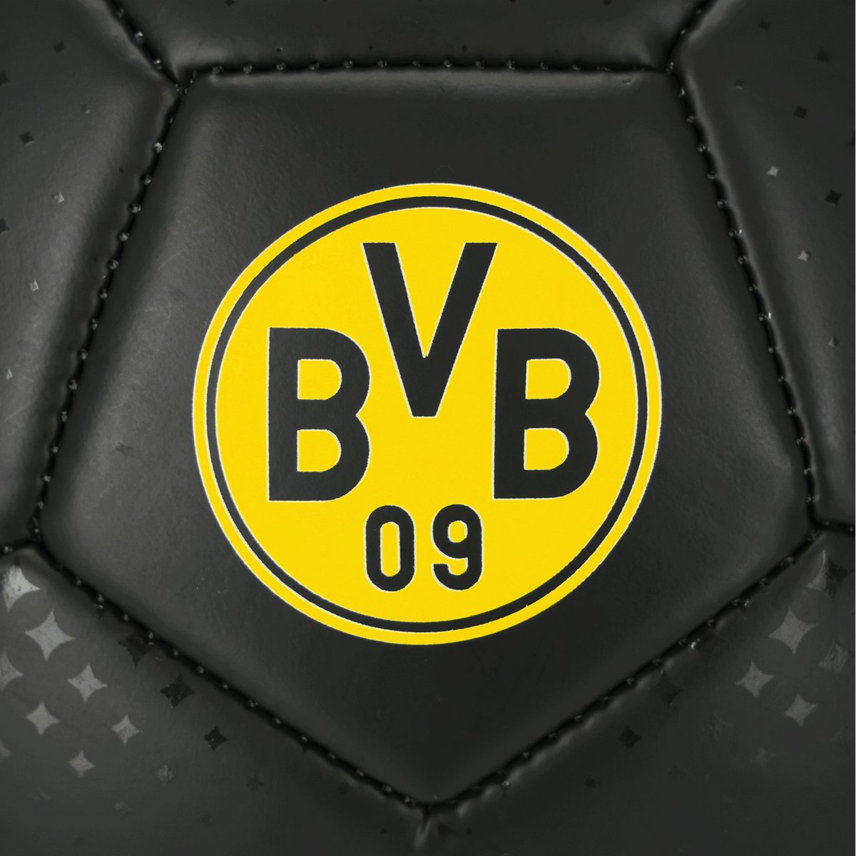 Black-and-yellow soccer ball with the BVB logo and a neon design, suitable as a fan item or training ball in size 5.