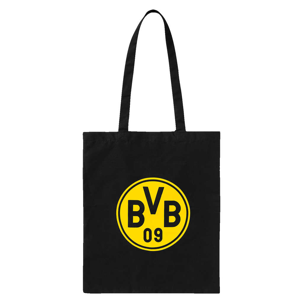 黑色多特蒙德（BVB）纯棉购物袋，印有醒目的黄色俱乐部徽标和黑色“BVB 09”字样，是多特蒙德球迷的理想之选。