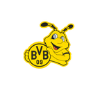 黄色和黑色相间的多特蒙德（BVB）磁贴，上面是名为EMMA的角色，她手持印有“BVB 09”字样的多特蒙德队徽，是多特蒙德足球俱乐部的官方球迷商品
