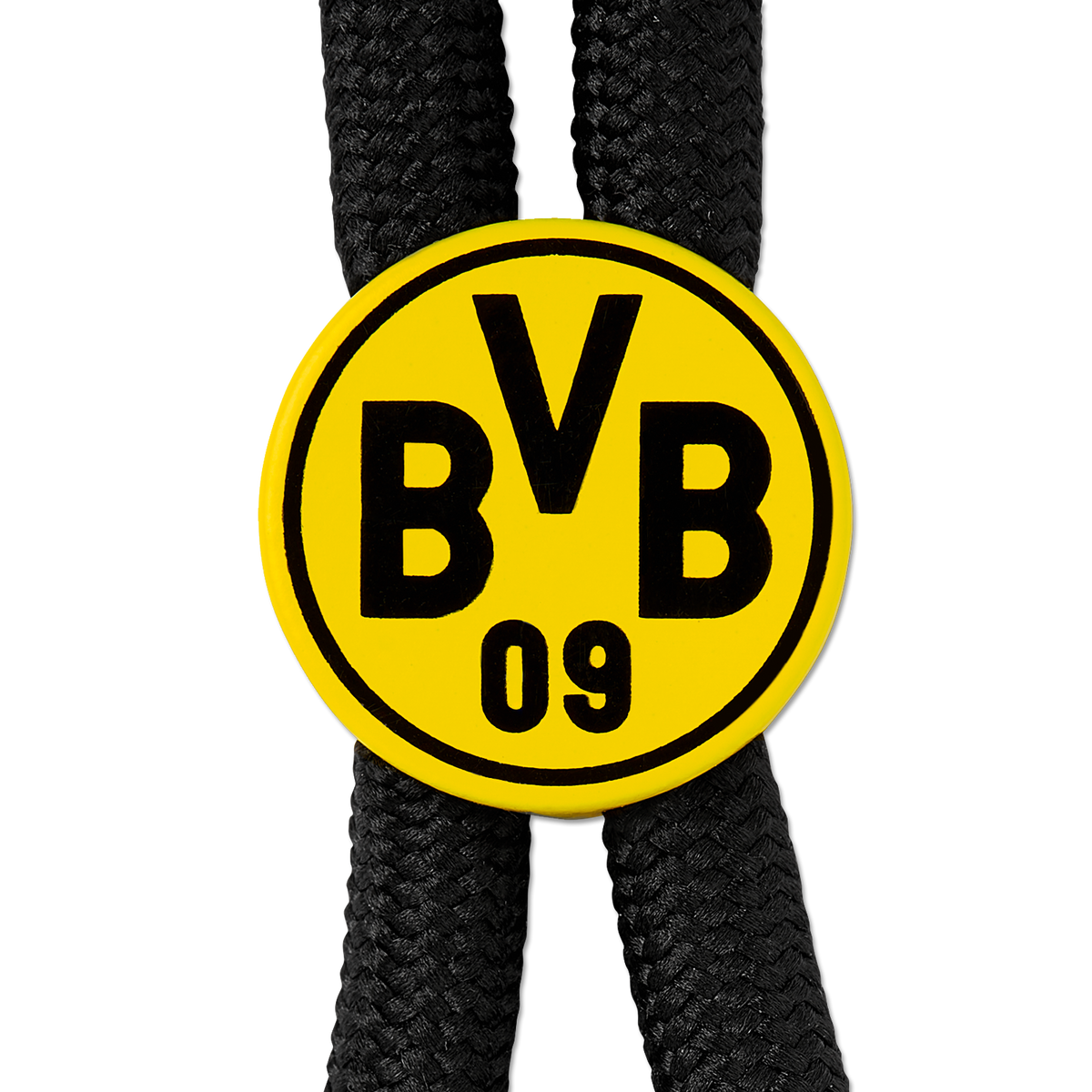 Portachiavi nero con un logo BVB 09 giallo che raffigura lo stemma del Borussia Dortmund.