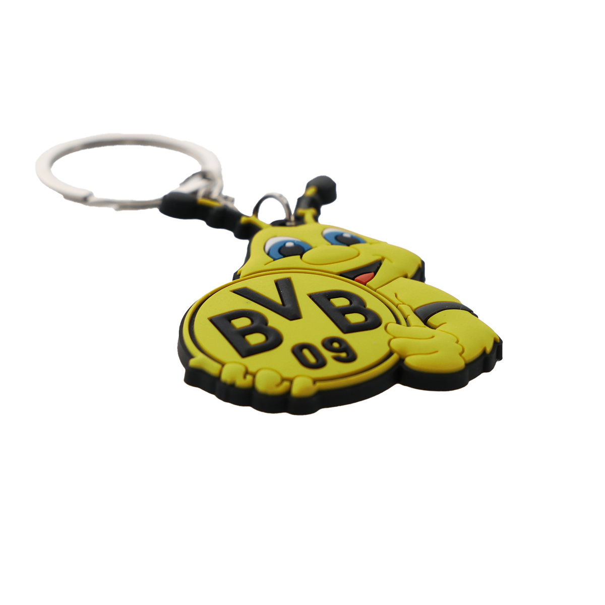 Schlüsselanhänger des BVB in schwarzgelb mit EMMA, dem Maskottchen, und dem BVB 09-Logo, ideal als Fanartikel oder Geschenk.