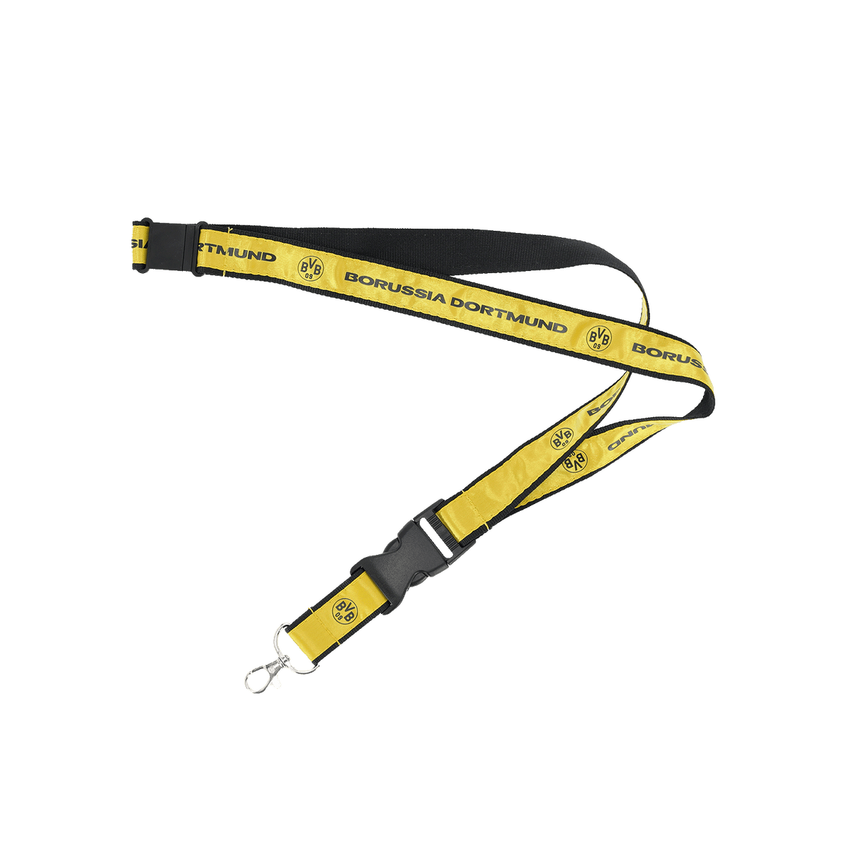 Black-and-yellow lanyard with "Borussia Dortmund" lettering and the BVB emblem—a practical accessory perfect for fans.
