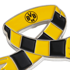 一款黑黄配色的多特蒙德（BVB）徽章，呈围巾形状，印有BVB徽标和数字09。