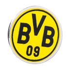 BVBの丸いエンブレムをあしらったファンピン。ブラックとイエローの配色で、BVBのロゴと「09」の数字が入っており、ボルシア・ドルトムントのファンに最適です。