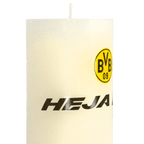 Vela blanca con el logotipo del BVB y la inscripción «HEJA», ideal como decoración para aficionados.