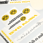 Lámina para velas «hazlo tú mismo» con motivos y leyendas del BVB en negro y amarillo, ideal para crear decoraciones personalizadas para los aficionados del Borussia Dortmund.