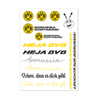 Lámina para velas DIY del BVB en negro y amarillo con diferentes logotipos del Borussia Dortmund y frases motivadoras. Ideal para aficionados.