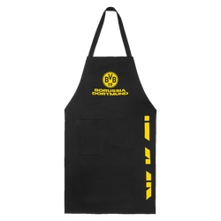 Grembiule nero del BVB con logo giallo del BVB e il tipico design nero e giallo, ideale per i tifosi mentre cucinano o fanno il barbecue.