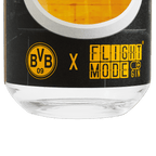 Botella de la colección «BVB Gin Flight», diseñada con motivo del aniversario del estadio, con un llamativo diseño en negro y amarillo y el logotipo del BVB, ideal para los aficionados del Borussia Dortmund.