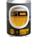 BVB-Gin Flight Mode in einer elegant gestalteten Glasflasche, passend zum Stadionjubiläum, mit schwarzgelbem Design und BVB-Logo.