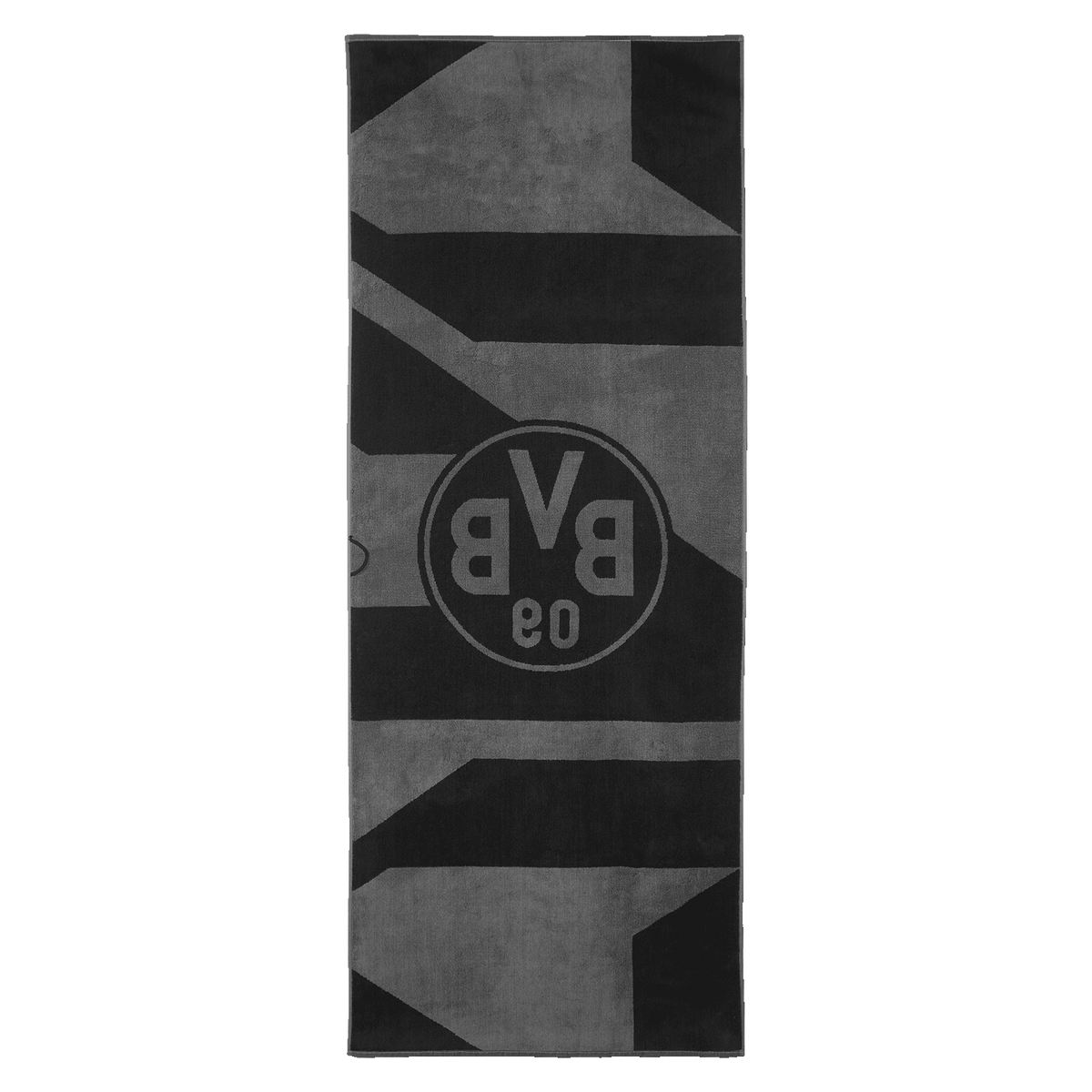 Toalla de baño del BVB en gris y negro con un gran escudo del BVB y un diseño geométrico; tejido suave, ideal para hacer deporte o ir a la playa.