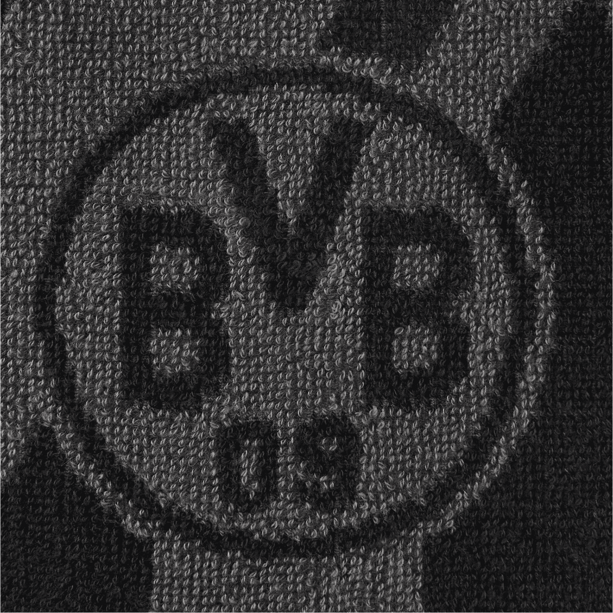 一套两只多特蒙德（BVB）洗脸手套，采用灰黑色设计，并印有BVB标志。