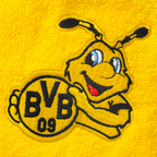 Poncho de baño amarillo del BVB con un motivo bordado de EMMA y el logotipo del BVB, de 46 x 46 cm, perfecto para los pequeños aficionados.