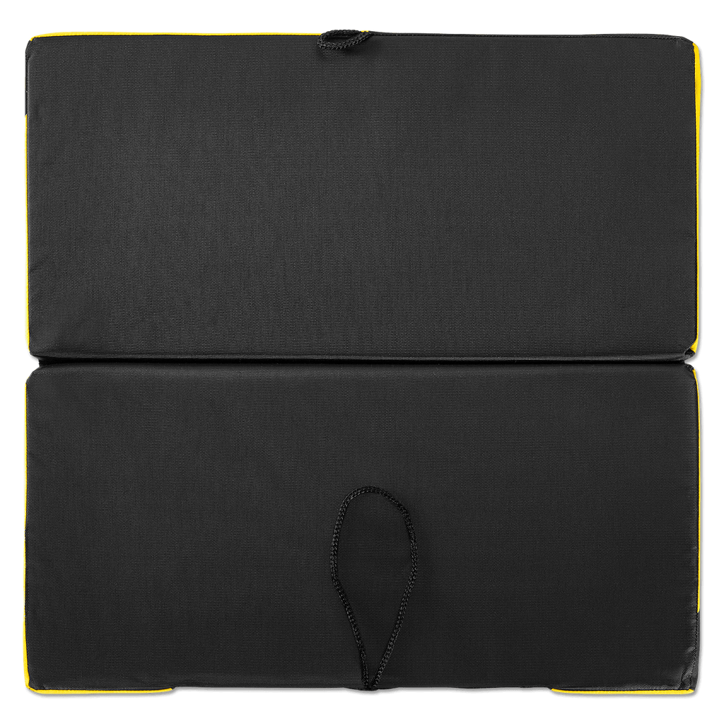 Coussin de siège pliable noir et jaune aux couleurs du BVB, doté d'une poignée de transport pratique, confortable et facile à transporter, idéal pour les supporters.