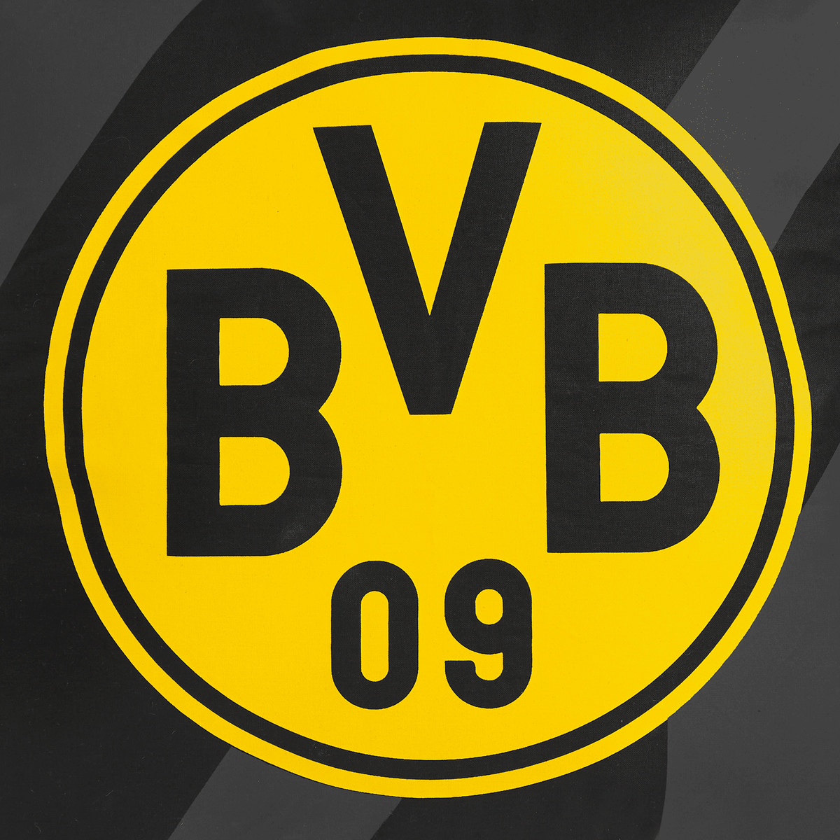 Cojín del BVB con el emblemático logotipo del BVB en colores negro y amarillo, ideal como artículo decorativo para los aficionados del Borussia Dortmund.