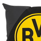 Cuscino nero e giallo del BVB con un grande logo del BVB, ideale come decorazione per la casa dei tifosi del Borussia Dortmund.