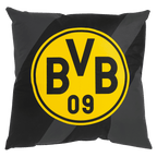 Cuscino del BVB nei colori nero e giallo con un grande logo BVB 09, ideale come gadget per i tifosi e come decorazione per la casa.