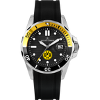 High-quality BVB watch by Jacques Lemans with a black-and-yellow dial, silicone strap, and BVB logo—perfect for Borussia Dortmund fans.
