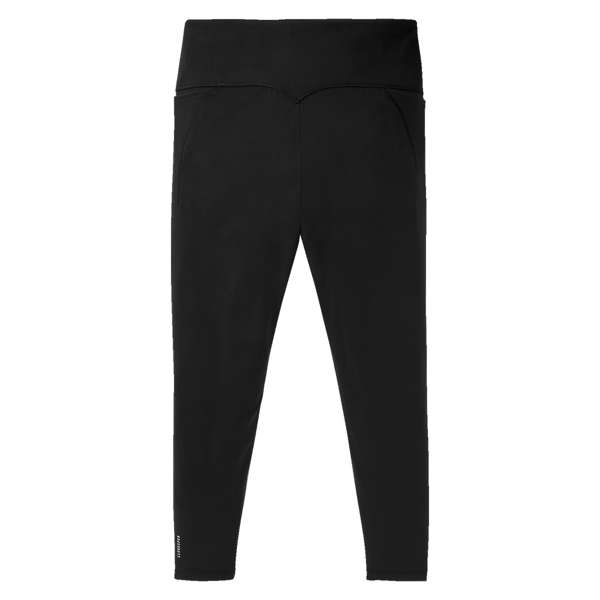 A rear view of the black BVB x Puma Gym Cloudspun Tights for women, featuring a high waistband, ideal for sports and leisure.