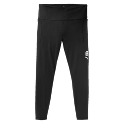 Pantaloni da allenamento neri da donna della collezione BVB x Puma, con logo Puma ed emblema del BVB, ideali per lo sport e il tempo libero.