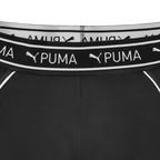Legging noir BVB x Puma Gym Tain Strong 7/8 pour femme, extensible, avec une touche de blanc et le logo Puma sur la ceinture, idéal pour le fitness et l'entraînement.