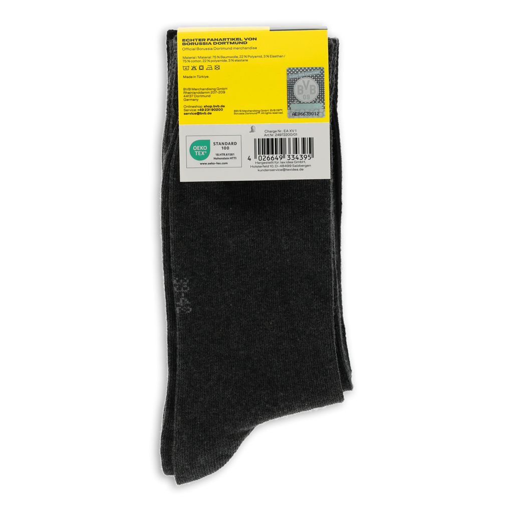 Offizielles BVB Socken 4er-Set in Schwarz, ideal für Fans von Borussia Dortmund.