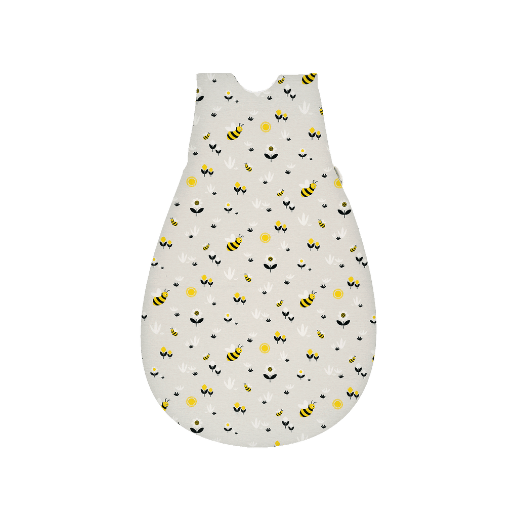 BVB Baby-Mäxchen Alvi Emma, a cozy and safe baby sleeping bag with a black-and-yellow bee pattern for little Borussia Dortmund fans.