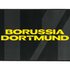 Alfombrilla para ratón de gaming en negro y amarillo con el logotipo del Borussia Dortmund y un diseño elegante, ideal para los aficionados del BVB.