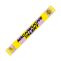 Bufanda infantil del BVB «Nachwuchstalent», con los colores negro y amarillo, detalles en morado y el logotipo del BVB, ideal como artículo de aficionado para los jóvenes seguidores del Borussia Dortmund.