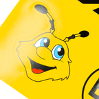 A yellow BVB sticker featuring EMMA, the Borussia Dortmund mascot, smiling against a black-and-yellow background.