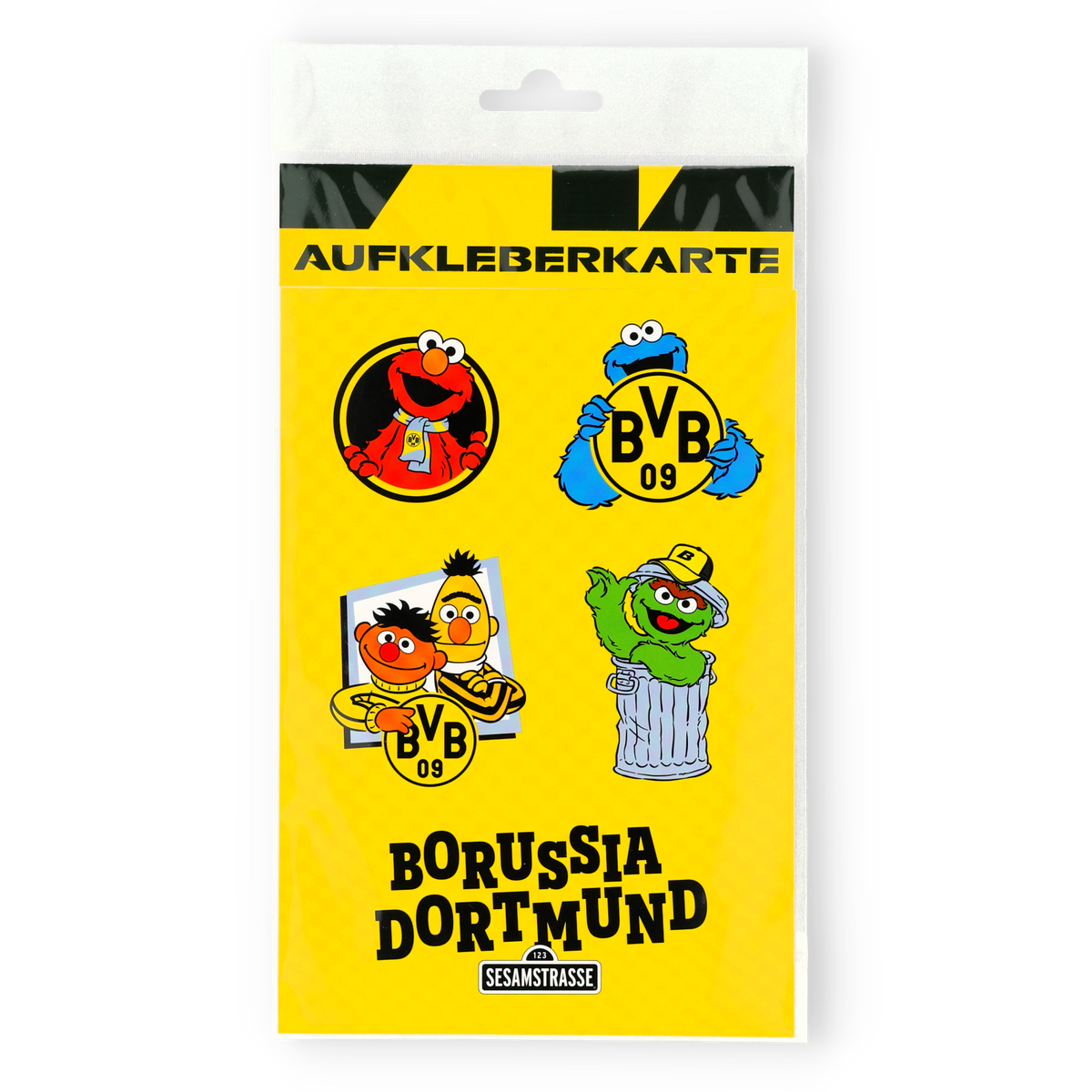 BVB sticker card featuring Sesame Street characters such as Elmo, Cookie Monster, Ernie, and Bibo. Perfect for BVB and Sesame Street fans.